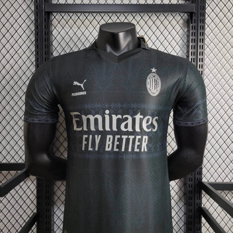 Camisa 4 AC Milan x Pleasures Black 2023/24 Jogador - Masculina