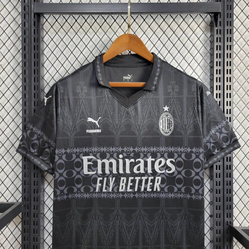 Camisa 4 AC Milan x Pleasures Black 2023/24 Torcedor - Masculina